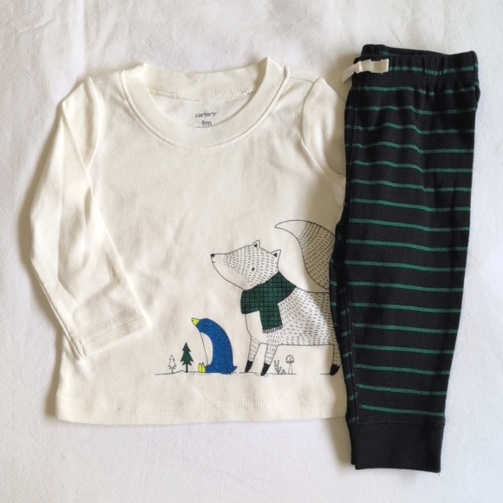 NEW carter's comfy cotton matching outfit set long sleeve & joggers 9 months boy